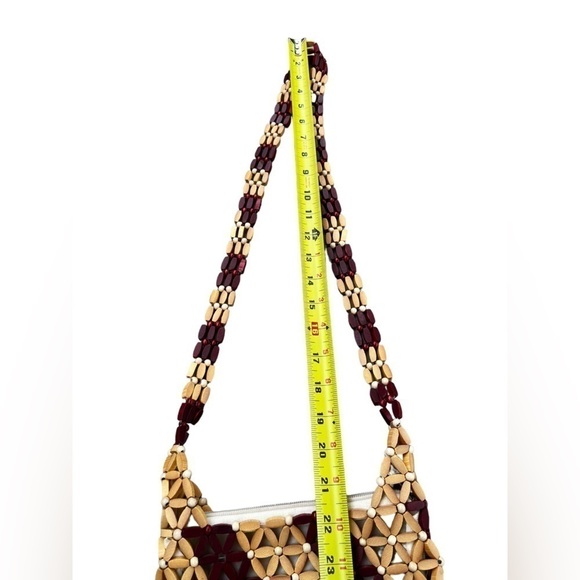 Vintage Boho Floral Wooden Bead Crossbody Purse - Picture 4 of 6